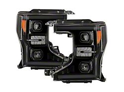 DRL LED Light Bar Projector Headlights; Black Housing; Clear Lens (20-22 F-350 SuperDuty w/ Factory Halogen Headlights)