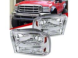 Factory Style Crystal Headlights; Chrome Housing; Clear Lens (99-04 F-350 Super Duty)