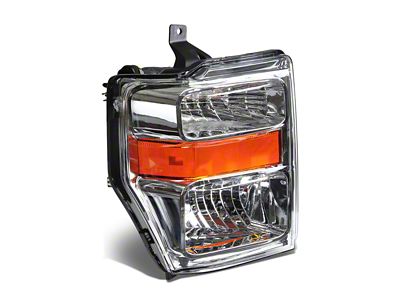 Factory Style Headlight with Amber Corner; Chrome Housing; Clear Lens; Passenger Side (08-10 F-350 Super Duty)