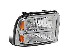 Factory Style Headlight with Amber Corner; Chrome Housing; Clear Lens; Passenger Side (05-07 F-350 Super Duty)