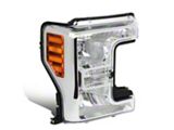 Factory Style Headlight with Amber Corner; Chrome Housing; Clear Lens; Passenger Side (17-19 F-350 Super Duty w/ Factory Halogen Headlights)
