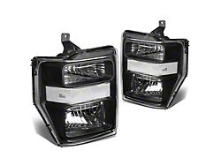 Factory Style Headlights with Clear Corner; Black Housing; Clear Lens (08-10 F-350 Super Duty)