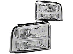 Factory Style Headlights with Clear Corner; Chrome Housing; Clear Lens (05-07 F-350 Super Duty)