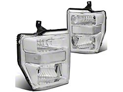 Factory Style Headlights with Clear Corner; Chrome Housing; Clear Lens (08-10 F-350 Super Duty)