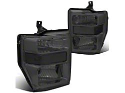 Factory Style Headlights with Clear Corner; Chrome Housing; Smoked Lens (08-10 F-350 Super Duty)