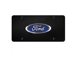 Ford Logo License Plate; Chrome on Black (Universal; Some Adaptation May Be Required)