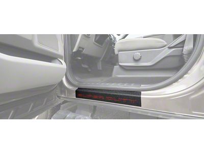 Front Door Sill Protection with Super Duty Logo; TUF-LINER Black; Black and Red (17-25 F-350 Super Duty)