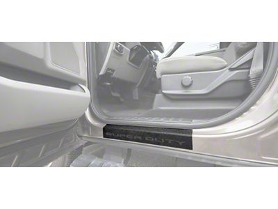 Front Door Sill Protection with Super Duty Logo; TUF-LINER Black; Dark Gray (17-25 F-350 Super Duty)