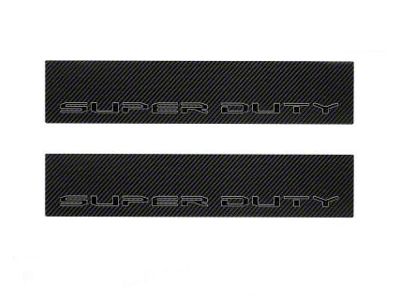 Front Door Sill Protection with Super Duty Logo; Raw Carbon Fiber; Black and Gray (17-25 F-350 Super Duty)