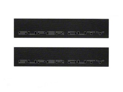 Front Door Sill Protection with Super Duty Logo; Raw Carbon Fiber; Black and Gray (17-24 F-350 Super Duty)