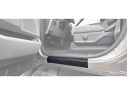Front Door Sill Protection with Super Duty Logo; TUF-LINER Black; Black and Blue (17-24 F-350 Super Duty)