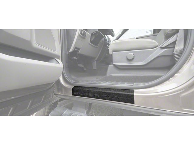 Front Door Sill Protection with Super Duty Logo; TUF-LINER Black; Black and Dark Gray (17-24 F-350 Super Duty)