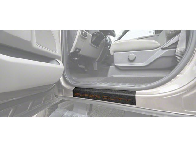 Front Door Sill Protection with Super Duty Logo; TUF-LINER Black; Blackand Orange (17-24 F-350 Super Duty)