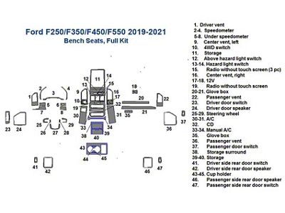 Full Dash Trim Kit; Carbon Fiber Finish (19-21 F-350 Super Duty w/ Bench Seat)