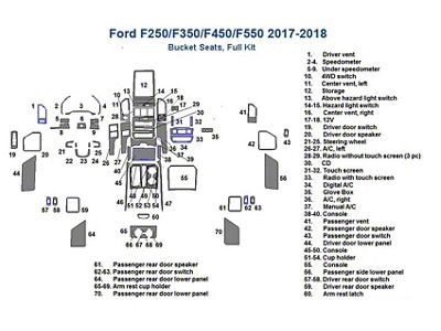 Full Dash Trim Kit; Light Burlwood Finish (17-18 F-350 Super Duty w/ Bucket Seats)