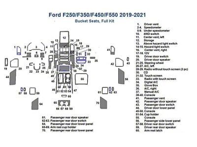 Full Dash Trim Kit; Light Burlwood Finish (19-21 F-350 Super Duty w/ Bucket Seats)