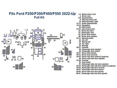 Full Dash Trim Kit; Oxford Burlwood Finish (22-24 F-350 Super Duty)