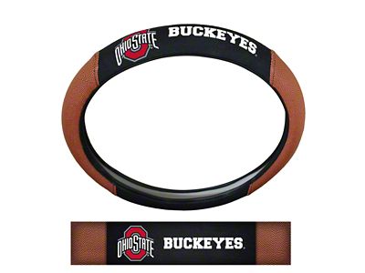 Grip Steering Wheel Cover with Ohio State University Logo; Tan and Black (Universal; Some Adaptation May Be Required)