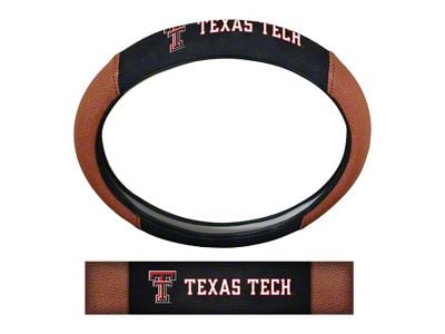 Grip Steering Wheel Cover with Texas Tech University Logo; Tan and Black (Universal; Some Adaptation May Be Required)