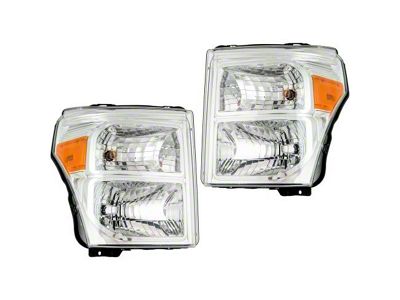 Halogen Headlights; Chrome Housing; Clear Lens (11-16 F-350 Super Duty)