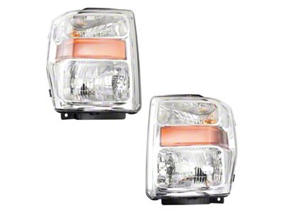 Halogen Headlights; Chrome Housing; Clear Lens (08-10 F-350 Super Duty Cabela's, FX4, Lariat, XL, XLT)
