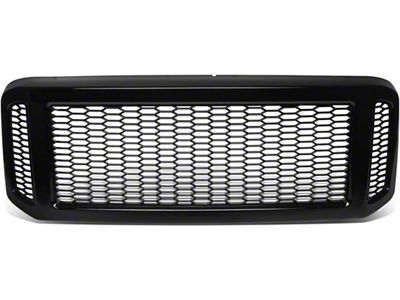 Honeycomb Mesh Style Upper Replacement Grille; Black (05-07 F-350 Super Duty)