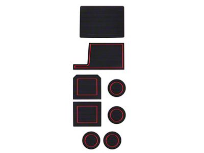 Interior Cup Holder Foam Inserts; Black/Red (17-20 F-350 Super Duty)