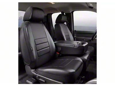Fia LeatherLite Series Front Seat Covers; Black (17-25 F-350 Super Duty w/ Bench Seat)