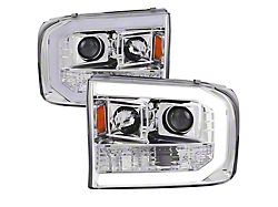 LED Bar Projector Headlights; Chrome Housing; Clear Lens (99-04 F-350 Super Duty)