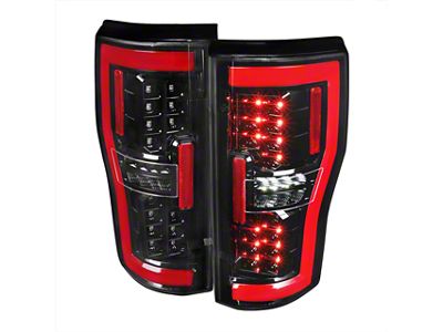 LED Bar Tail Lights; Jet Black Housing; Clear Lens (17-19 F-350 Super Duty w/ Factory Halogen Non-BLIS Tail Lights)