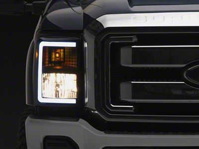LED C-Bar Factory Style Headlights; Black Housing; Smoked Lens (11-16 F-350 Super Duty)