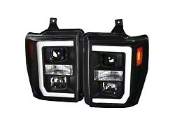 LED C-Bar Projector Headlights; Matte Black Housing; Clear Lens (08-10 F-350 Super Duty w/o Factory Sealed Beam Headlights)