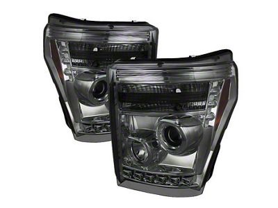 LED Halo Projector Headlights; Chrome Housing; Smoked Lens (11-16 F-350 Super Duty)