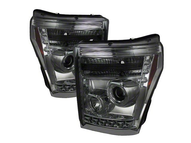 LED Halo Projector Headlights; Chrome Housing; Smoked Lens (11-16 F-350 Super Duty)