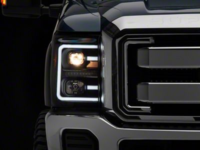 Raxiom LED Projector Headlights with Switchback Turn Signals; Black Housing; Clear Lens (11-16 F-350 Super Duty)