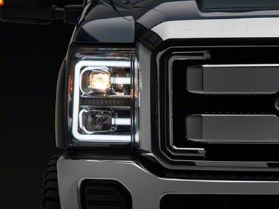 Raxiom LED Projector Headlights with Switchback Turn Signals; Chrome Housing; Clear Lens (11-16 F-350 Super Duty)