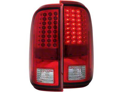 LED Tail Lights; Chrome Housing; Red Lens (11-16 F-350 Super Duty)