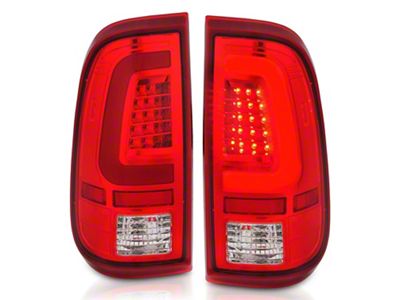 LED Tail Lights; Chrome Housing; Red Lens (11-16 F-350 Super Duty)