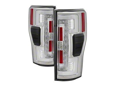 LED Tail Lights; Chrome Housing; Clear Lens (17-18 F-350 Super Duty w/ Factory LED BLIS Tail Lights)