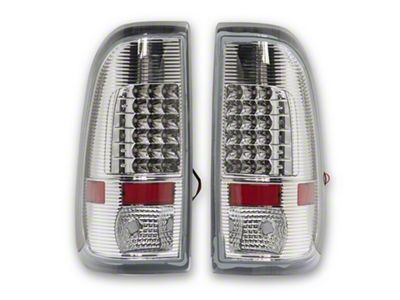 LED Tail Lights; Chrome Housing; Clear Lens (11-16 F-350 Super Duty)
