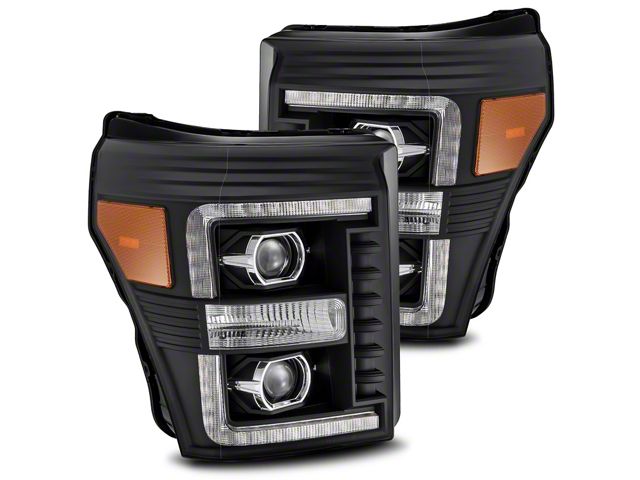 AlphaRex LUXX-Series LED Projector Headlights; Black Housing; Clear Lens (11-16 F-350 Super Duty)