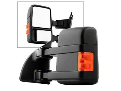 Manual Extendable Towing Mirror with LED Turn Signal; Driver Side (11-14 F-350 Super Duty)
