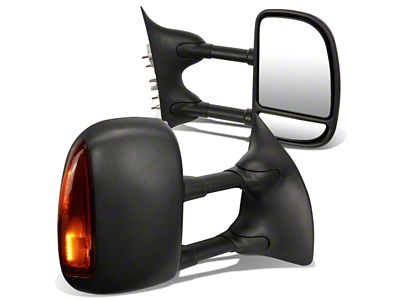 Manual Towing Mirrors with Amber LED Signals; Black (99-07 F-350 Super Duty)