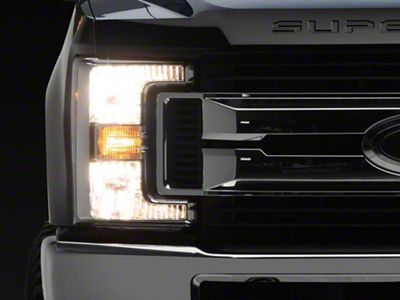 OEM Style Headlight; Chrome Housing; Clear Lens; Driver Side (17-19 F-350 Super Duty w/ Factory Halogen Headlights)