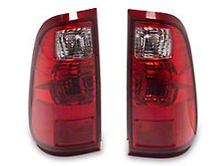 OEM Style Tail Lights; Chrome Housing; Red Lens (11-16 F-350 Super Duty)