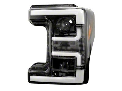 OLED DRL Projector Headlights; Black Housing; Smoked Lens (17-19 F-350 Super Duty w/ Factory Halogen Headlights)