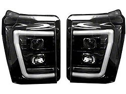 OLED Halo Projector Headlights; Black Housing; Smoked Lens (11-16 F-350 Super Duty)