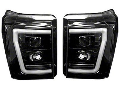 OLED Halo Projector Headlights; Black Housing; Smoked Lens (11-16 F-350 Super Duty)