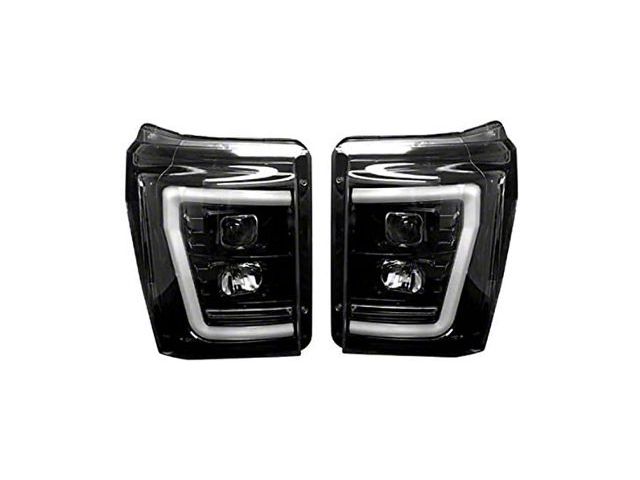 OLED Halo Projector Headlights; Black Housing; Smoked Lens (11-16 F-350 Super Duty)