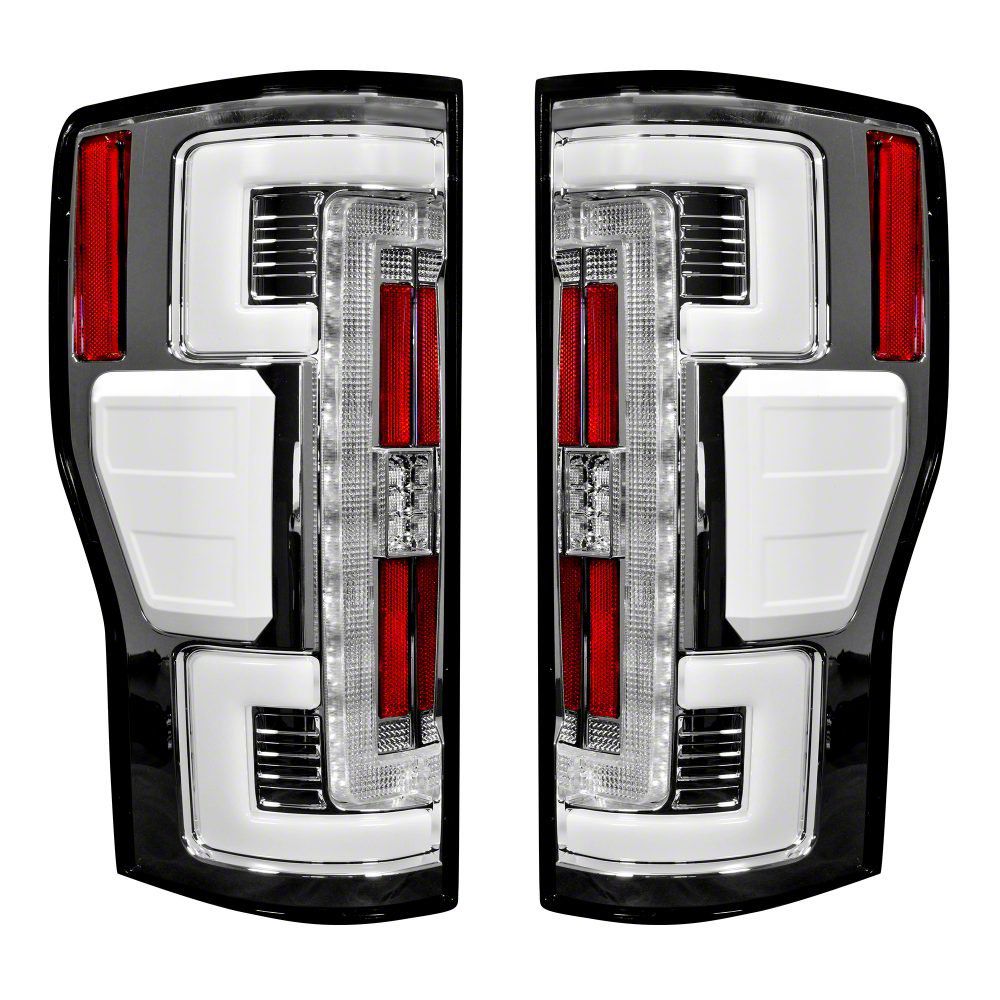 F350 Super Duty OLED Tail Lights; Chrome Housing; Clear Lens (1719 F